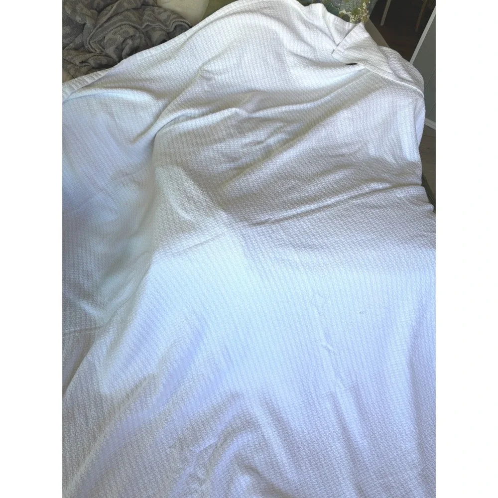Lauren Ralph Lauren Bedspread Blanket Full/Queen White Waffle Knit Cotton Woven